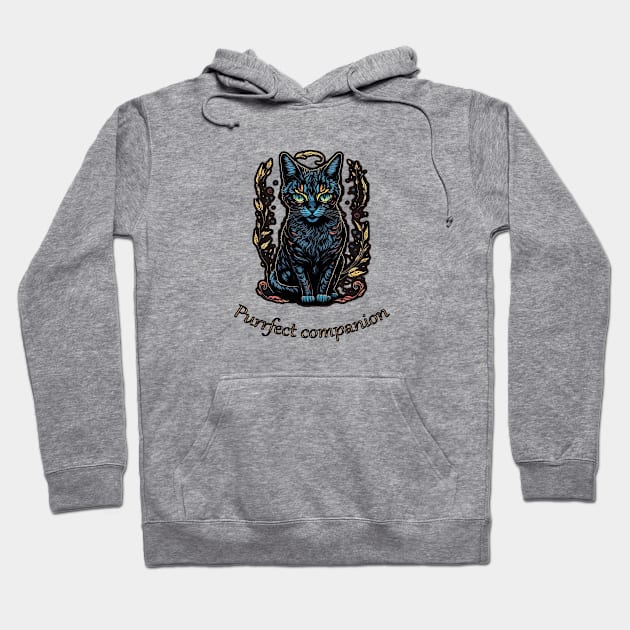 Purrfect companion, cat Hoodie by ElArrogante